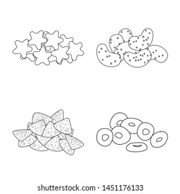 Vector illustration of product and menu symbol. Collection of product and flavor stock symbol for web.