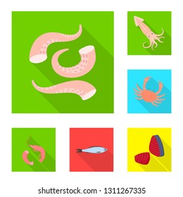 Vector illustration of product and ocean icon. Set of product and restaurant stock vector illustration.
