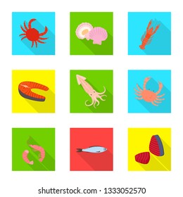 Vector illustration of product and ocean logo. Collection of product and restaurant stock vector illustration.