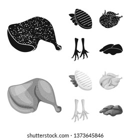 Vector illustration of product and poultry icon. Set of product and agriculture    stock symbol for web.
