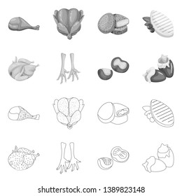 Vector illustration of product and poultry icon. Collection of product and agriculture    stock vector illustration.