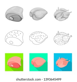 Vector illustration of product and poultry icon. Set of product and agriculture    vector icon for stock.