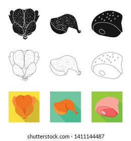 Vector illustration of product and poultry icon. Collection of product and agriculture    stock symbol for web.