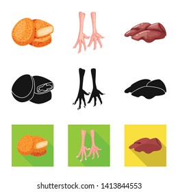 Vector illustration of product and poultry icon. Collection of product and agriculture    vector icon for stock.