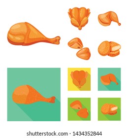 Vector illustration of product and poultry icon. Set of product and agriculture stock vector illustration.