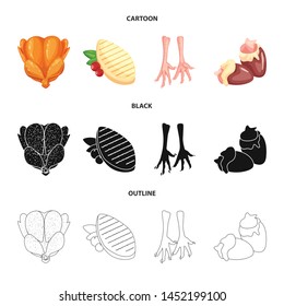 Vector illustration of product and poultry icon. Collection of product and agriculture vector icon for stock.