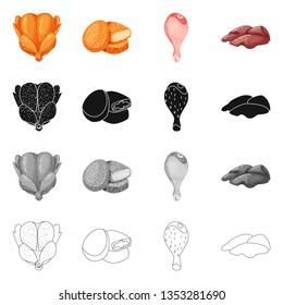 Vector illustration of product and poultry logo. Set of product and agriculture    vector icon for stock.