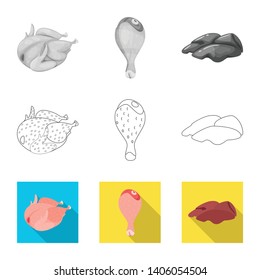 Vector illustration of product and poultry logo. Collection of product and agriculture    stock vector illustration.