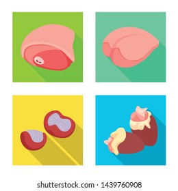 Vector illustration of product and poultry logo. Collection of product and agriculture vector icon for stock.