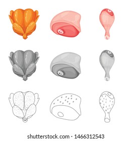 Vector illustration of product and poultry logo. Set of product and agriculture vector icon for stock.