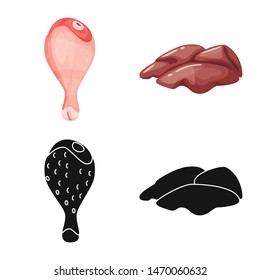 Vector illustration of product and poultry logo. Set of product and agriculture stock symbol for web.