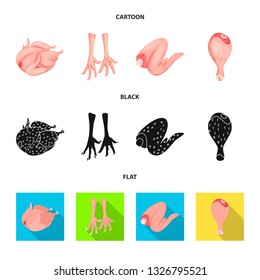 Vector illustration of product and poultry sign. Collection of product and agriculture    stock symbol for web.