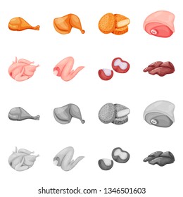 Vector illustration of product and poultry symbol. Collection of product and agriculture    vector icon for stock.