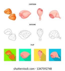 Vector illustration of product and poultry symbol. Set of product and agriculture    vector icon for stock.