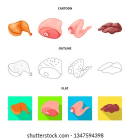 Vector illustration of product and poultry symbol. Collection of product and agriculture    stock symbol for web.