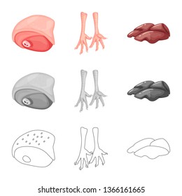 Vector illustration of product and poultry symbol. Collection of product and agriculture    stock vector illustration.