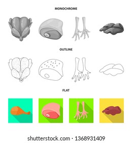 Vector illustration of product and poultry symbol. Collection of product and agriculture    vector icon for stock.