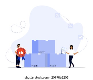 Ilustración vectorial, concepto de calidad de producto, adecuado para la página de inicio, ui, web, tarjeta de introducción de aplicaciones, editorial, volante y banner