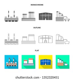 Vector illustration of production and structure logo. Collection of production and technology stock vector illustration.