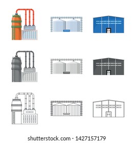 Vector illustration of production and structure logo. Collection of production and technology stock vector illustration.