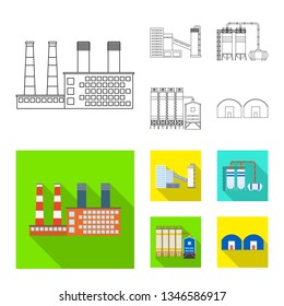 Vector illustration of production and structure sign. Set of production and technology stock symbol for web.