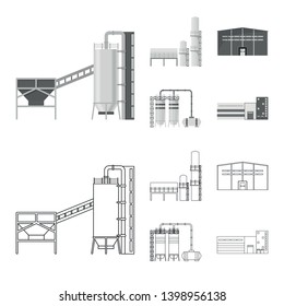 Vector illustration of production and structure symbol. Collection of production and technology stock vector illustration.