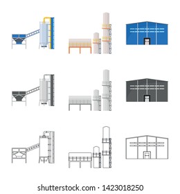 Vector illustration of production and structure symbol. Collection of production and technology stock symbol for web.