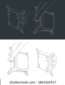 Vector illustration of a productive pump for liquid cooling systems of a computer