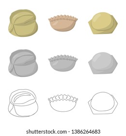 Vector illustration of products  and cooking icon. Collection of products  and appetizer stock symbol for web.