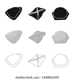 Vector illustration of products and cooking icon. Set of products and appetizer stock vector illustration.