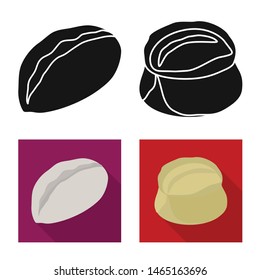 Vector illustration of products and cooking icon. Collection of products and appetizer vector icon for stock.