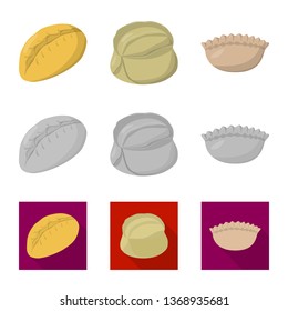 Vector illustration of products  and cooking logo. Collection of products  and appetizer stock symbol for web.