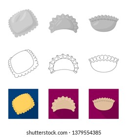 Vector illustration of products  and cooking logo. Collection of products  and appetizer stock vector illustration.