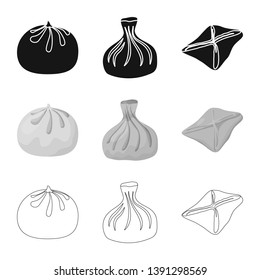 Vector illustration of products  and cooking logo. Set of products  and appetizer stock symbol for web.