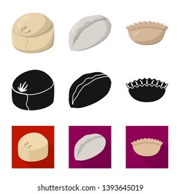 Vector illustration of products  and cooking logo. Set of products  and appetizer stock symbol for web.