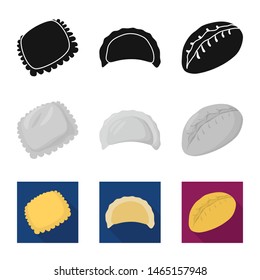 Vector illustration of products and cooking logo. Set of products and appetizer stock vector illustration.