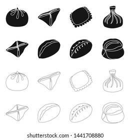 Vector illustration of products and cooking sign. Collection of products and appetizer vector icon for stock.