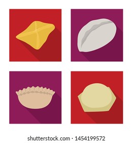 Vector illustration of products and cooking sign. Set of products and appetizer stock vector illustration.