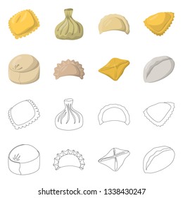 Vector illustration of products  and cooking symbol. Collection of products  and appetizer stock symbol for web.