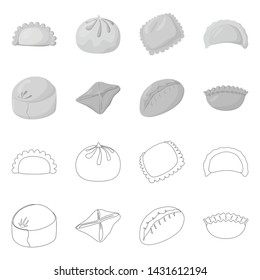 Vector illustration of products and cooking symbol. Set of products and appetizer stock vector illustration.