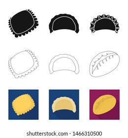 Vector illustration of products and cooking symbol. Set of products and appetizer stock vector illustration.
