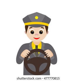 Vector illustration. Profession. Cartoon driver isolated on white background