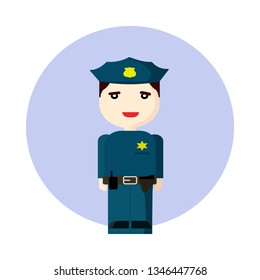 Vector illustration, the profession of a policeman. Occupation and people