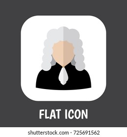 Vector Illustration Of Profession Symbol On Judge Flat Icon. Premium Quality Isolated Lawyer Element In Trendy Flat Style.