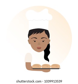 Vector illustration of professional baker icon. Cartoon style isolated on white background.