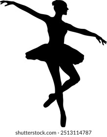 Vector Illustration of professional Ballet Dancer silhouette

