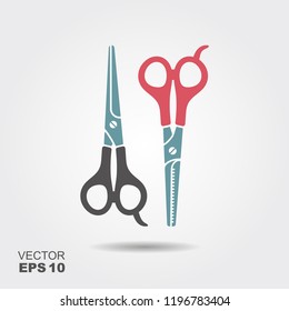 Vector illustration of professional barber Scissors. Flat icon