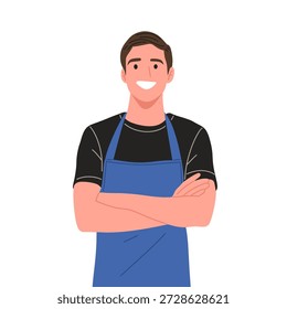 Vektorgrafik eines professionellen Barkeeper, der Cocktails in verschiedenen Posen gießt, schüttelt, serviert und präsentiert. Moderner, flacher Design-Charakter einzeln auf weißem Hintergrund. Perfekt für Bar-Menü, Website, Werbung, Gastfreundschaft und Nightlife-Konzepte.