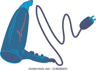 Ilustración de vectores secador de pelo azul grande profesional con diseño rojo