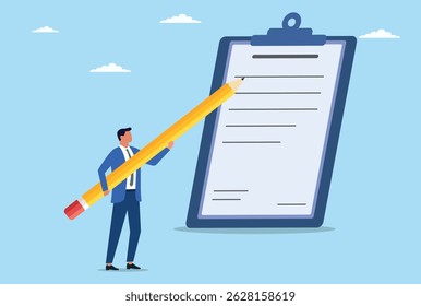 Ilustração vetorial de um empresário profissional assinando um acordo formal para sua empresa 
